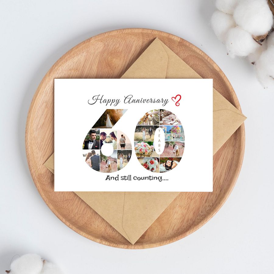 60 Year Anniversary Photo Card Editable Canva Template product image (9)