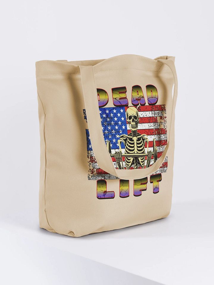 Dead Lift Weightlifting Skeleton American Tote Bag product image (4)