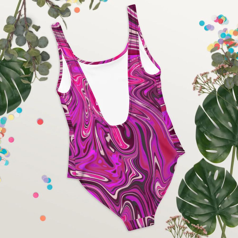 Swim Suit - Pink and Purple Digital Fluid Art product image (8)