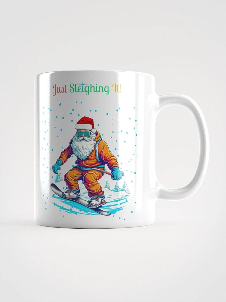 Santa Claus Snowboarding White Mug product image (3)