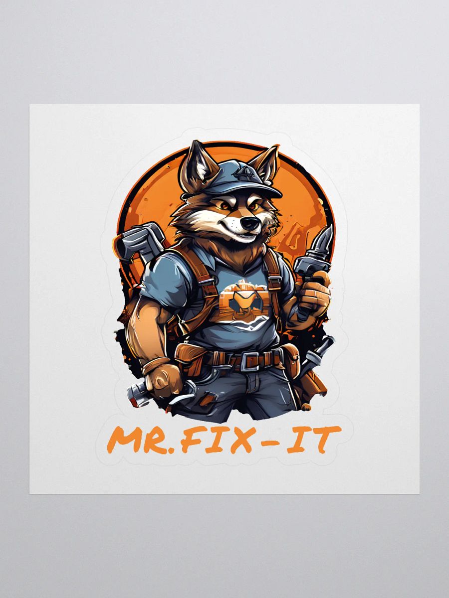 Mr. Fix-It - Funny Wolf Handyman Kiss Cut Stickers for DIY Enthusiasts product image (1)