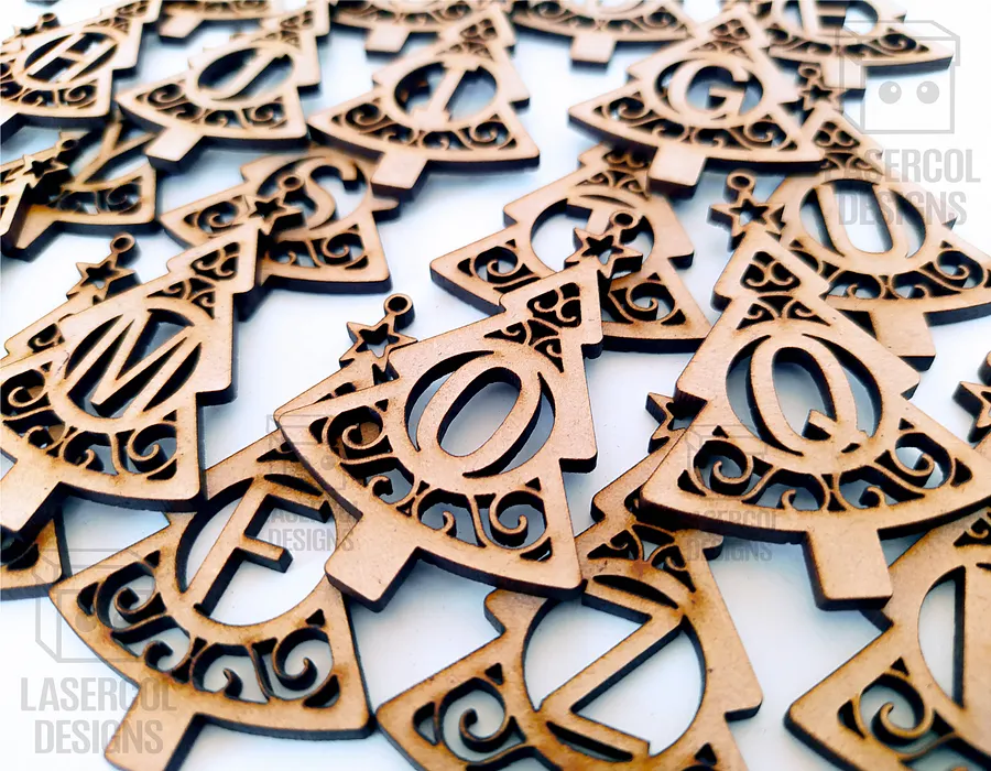 Monogram Christmas Tree Ornaments - Laser Cut Files product image (10)