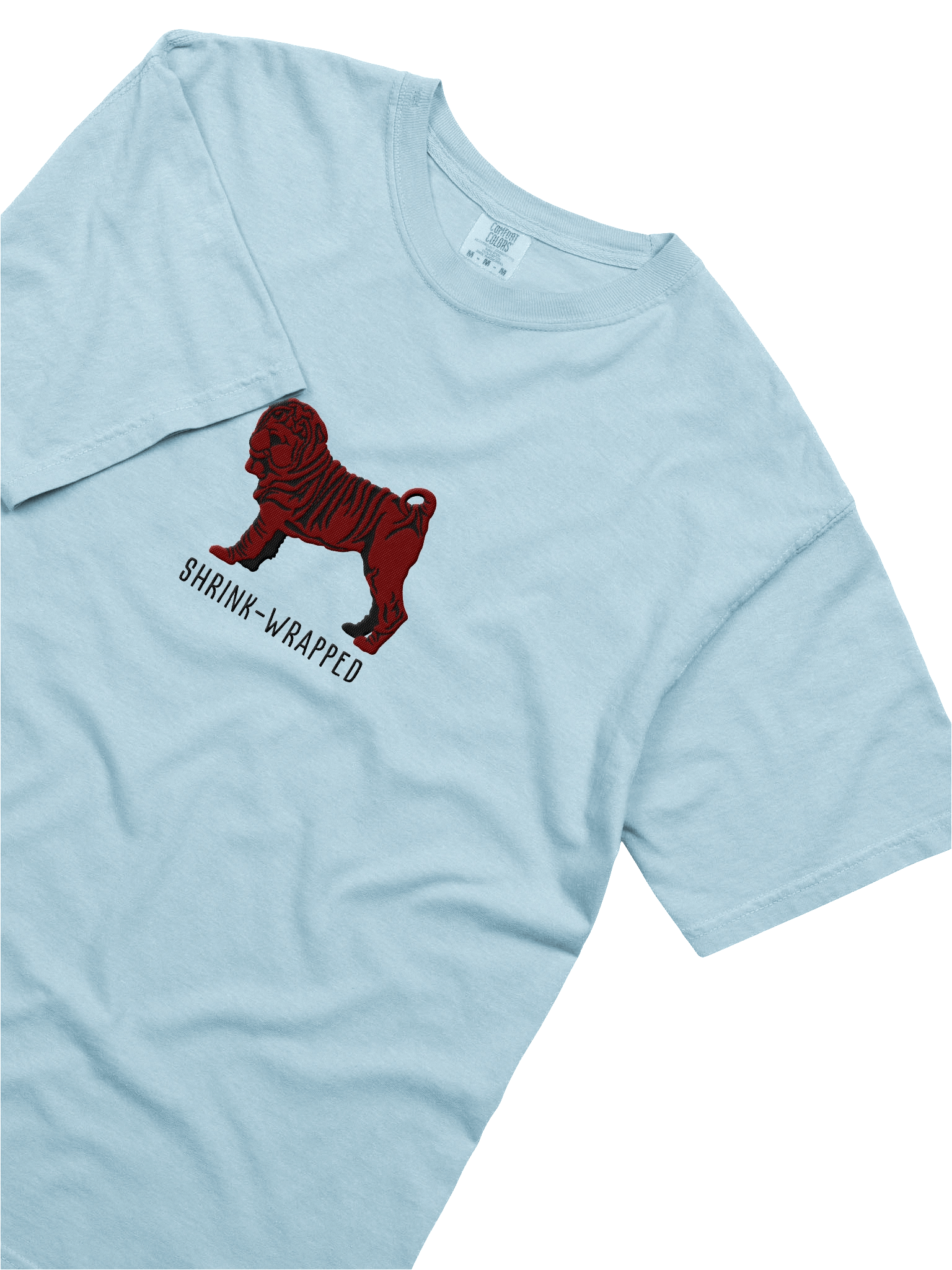 Shrink-Wrapped T-Shirt(Embroidered) of a Chinese Shar-Pei(Chocolate) product image (55)