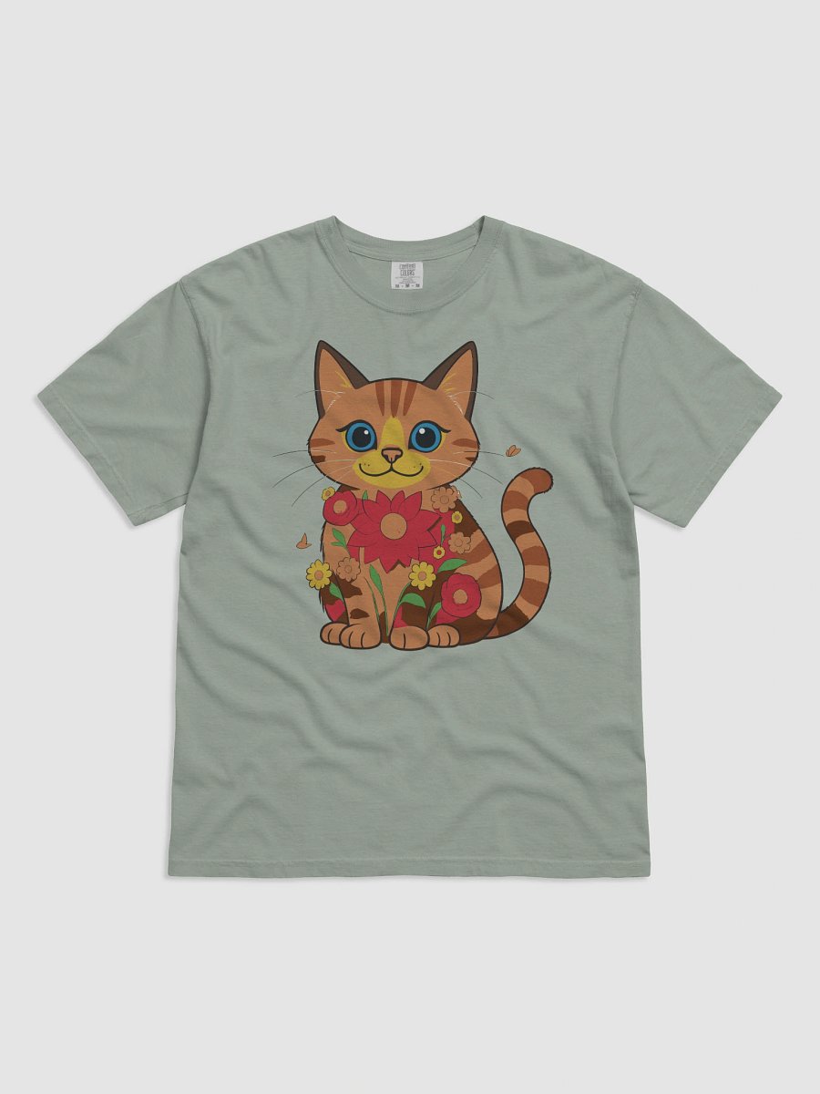 Striped Cat and Floral Bliss T-Shirt product image (3)