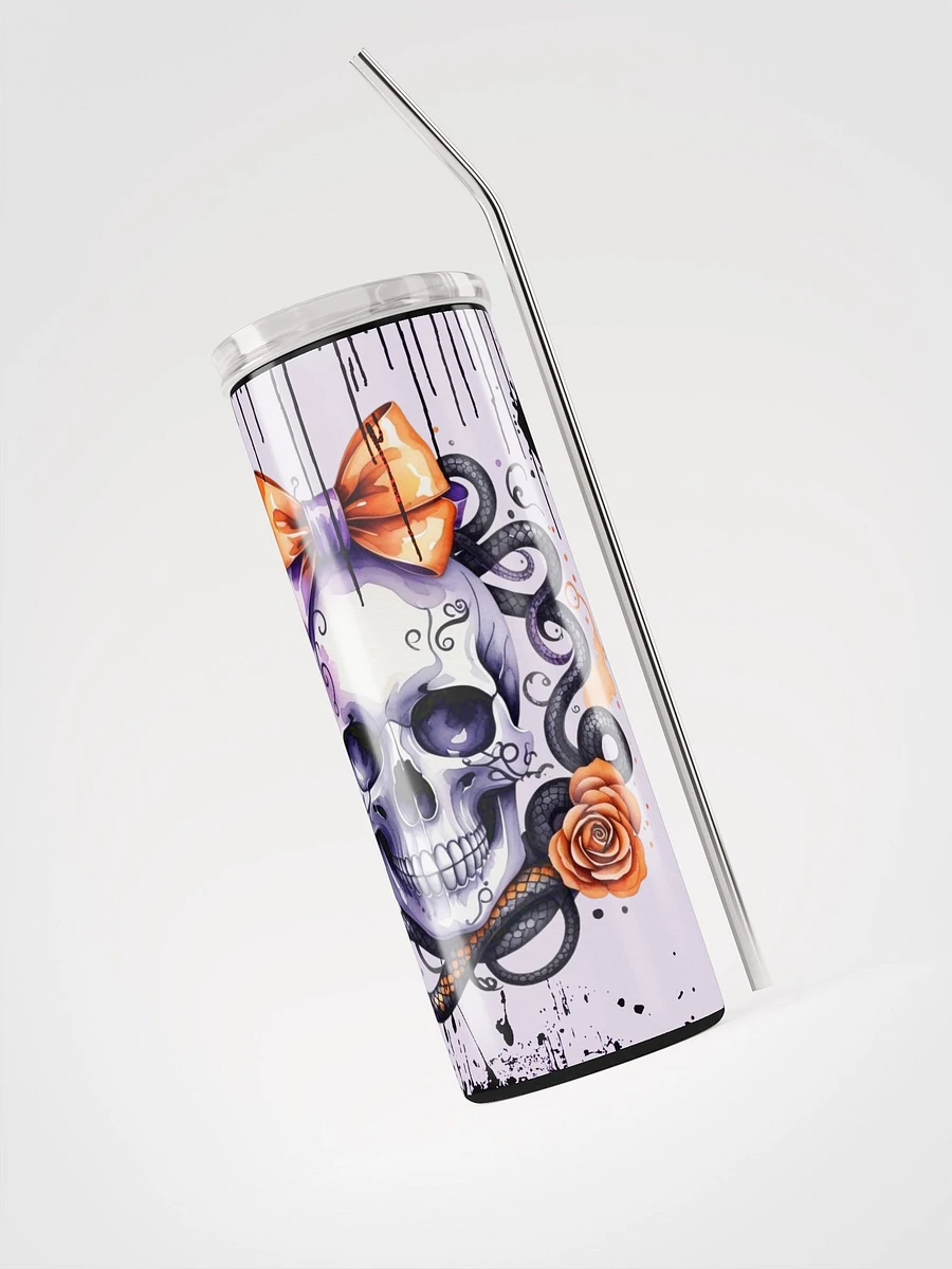 Halloween Tumbler Coquette Style Skull With Orange Bow And Snake product image (8)