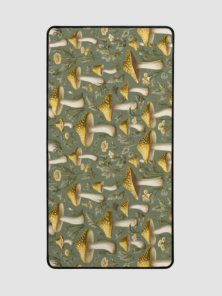 Desk Mat (31.5x15.5 inches) - Golden Mushrooms on a Dark Green Background product image (2)