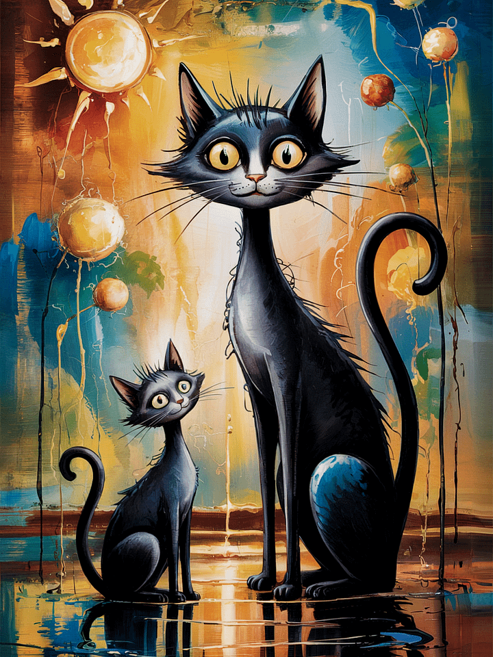 Whimsical Black Cats Poster – Painterly Sunlit Wall Art Poster product image (1)