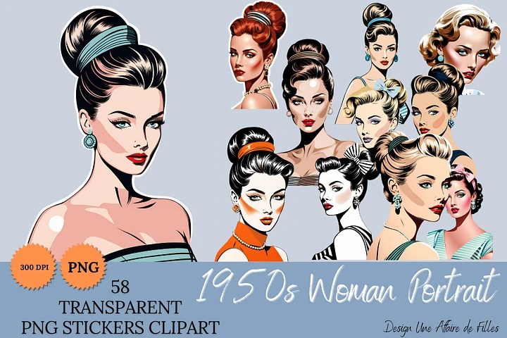 1950s Woman's Portraits PNG Clipart product image (1)