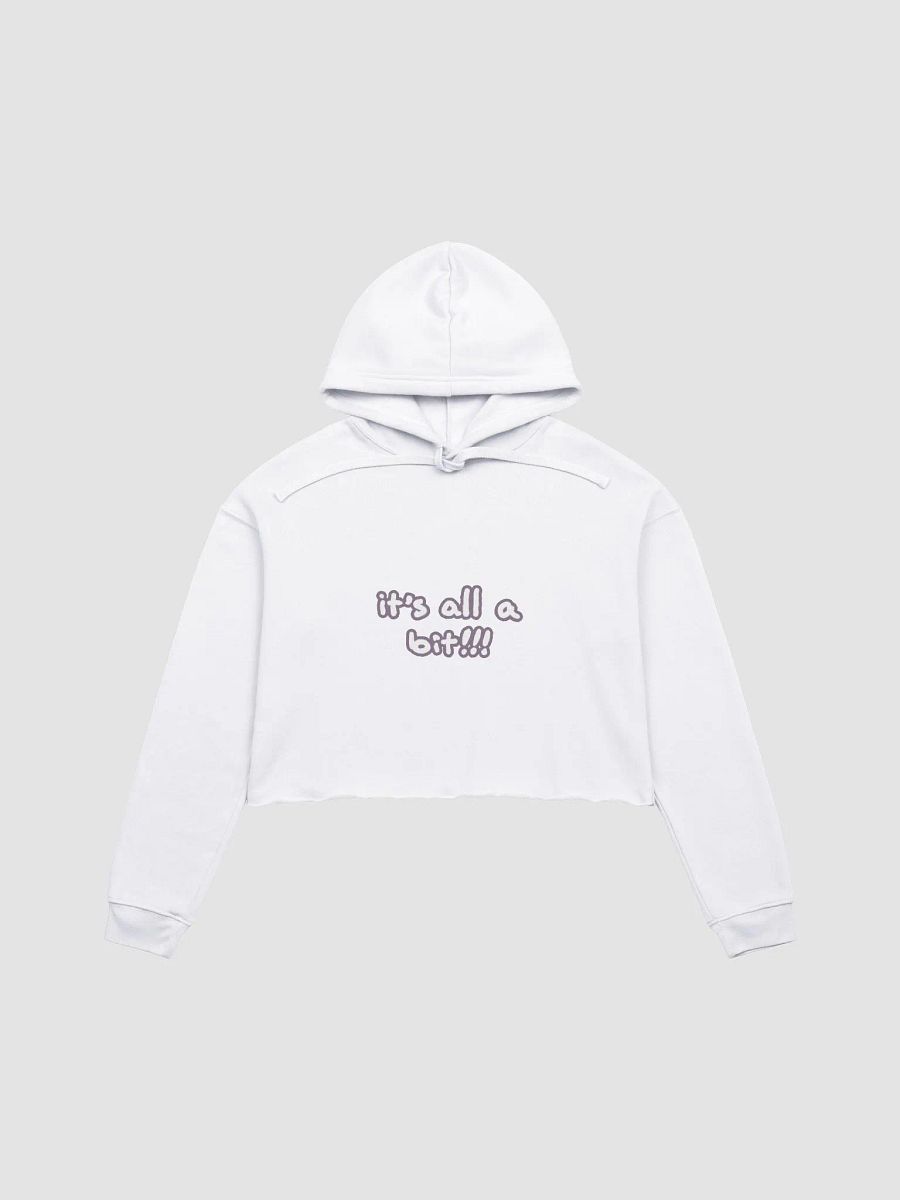 “It’s all a bit!!!” (lined design, #8D778F) fleece cropped hoodie product image (30)