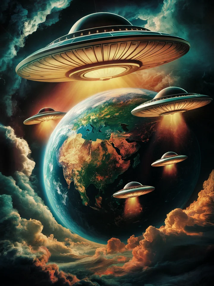 👽 Alien Invasion Poster – Retro Sci-Fi Extraterrestrial Wall Art product image (1)