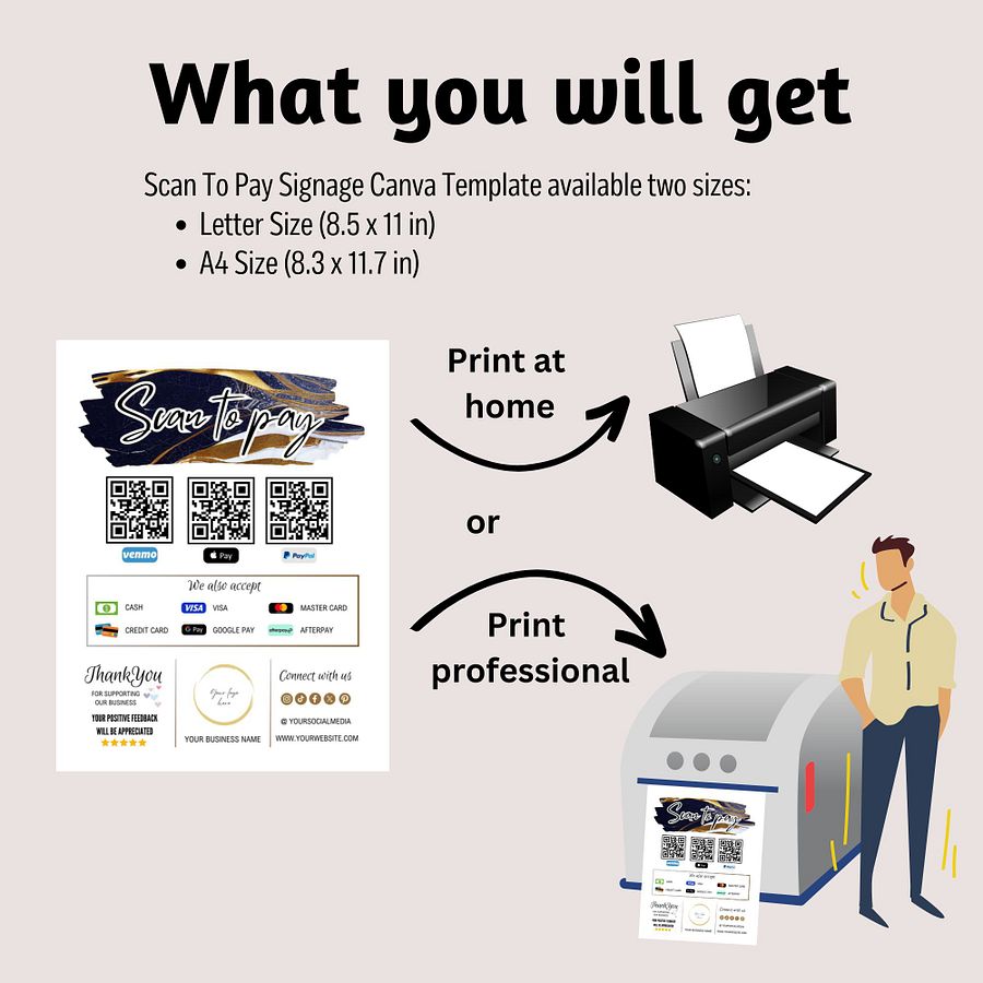 Aurelia - Scan To Pay QR Code Sign Template product image (3)