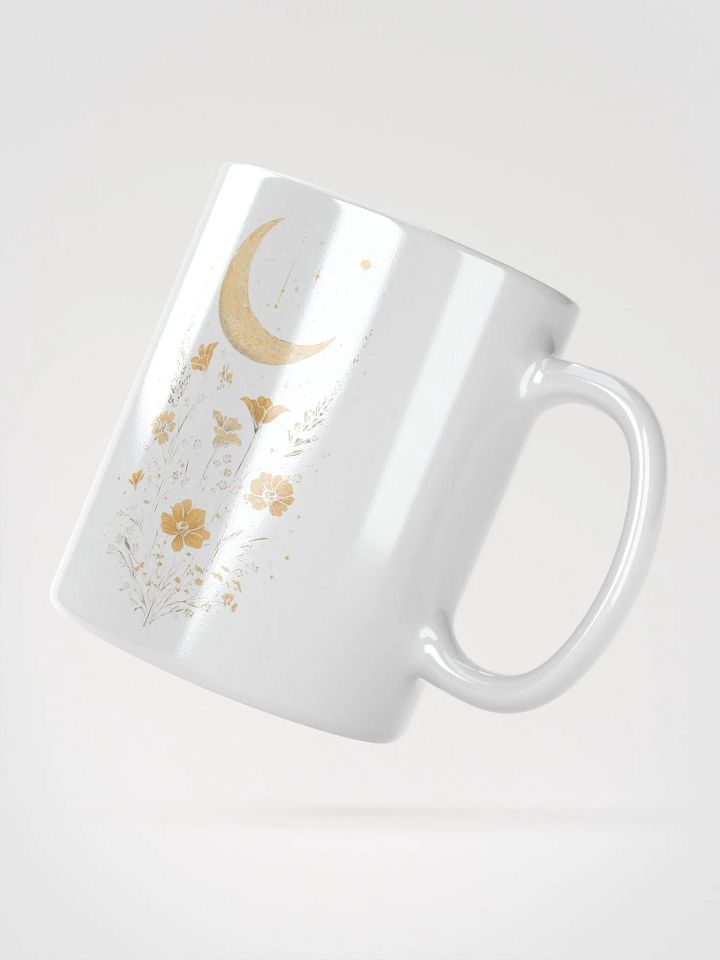 Floral Crescent Moon White Glossy Mug product image (5)