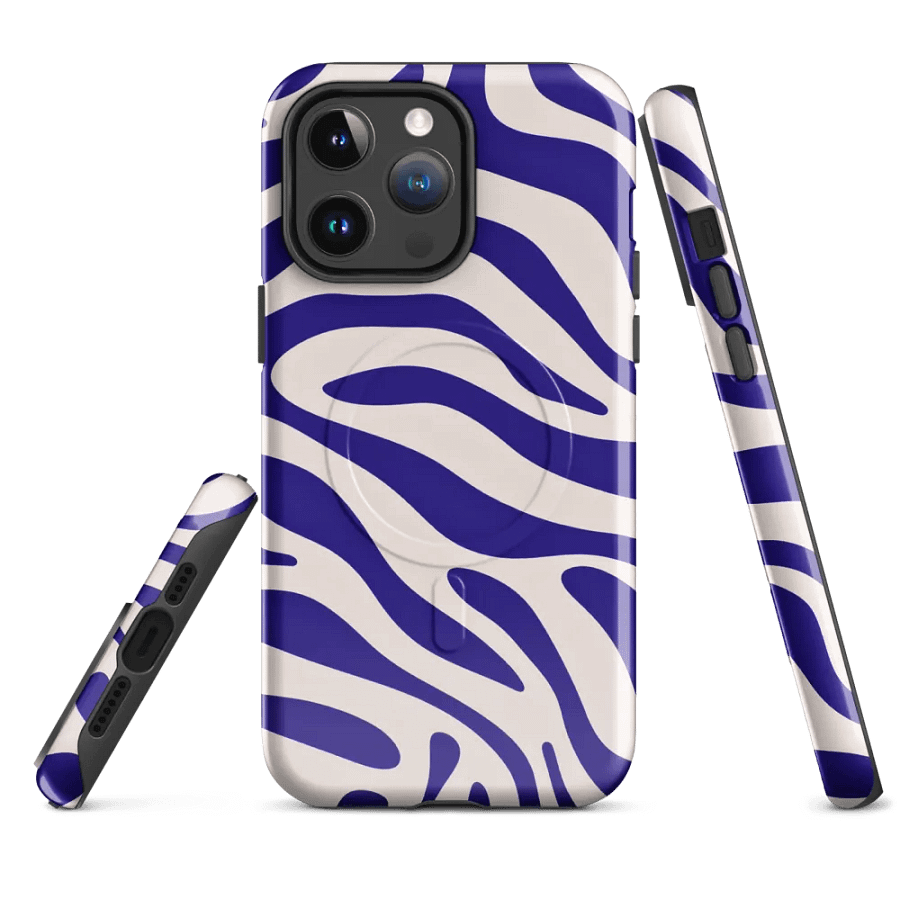 Wavy Lines (Blue and White) MagSafe® Tough Case for iPhone® product image (4)