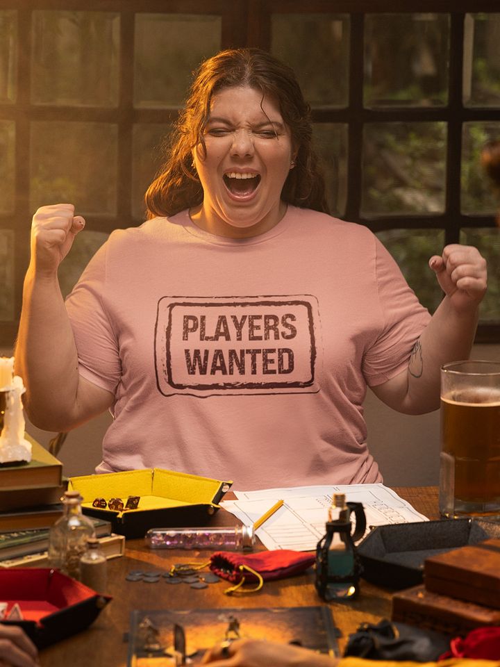 Players Wanted Board Game Shirt on Pink (Board Game Gift, Nerdy Geeky Shirt for Board Game Convention GenCon) product image (1)