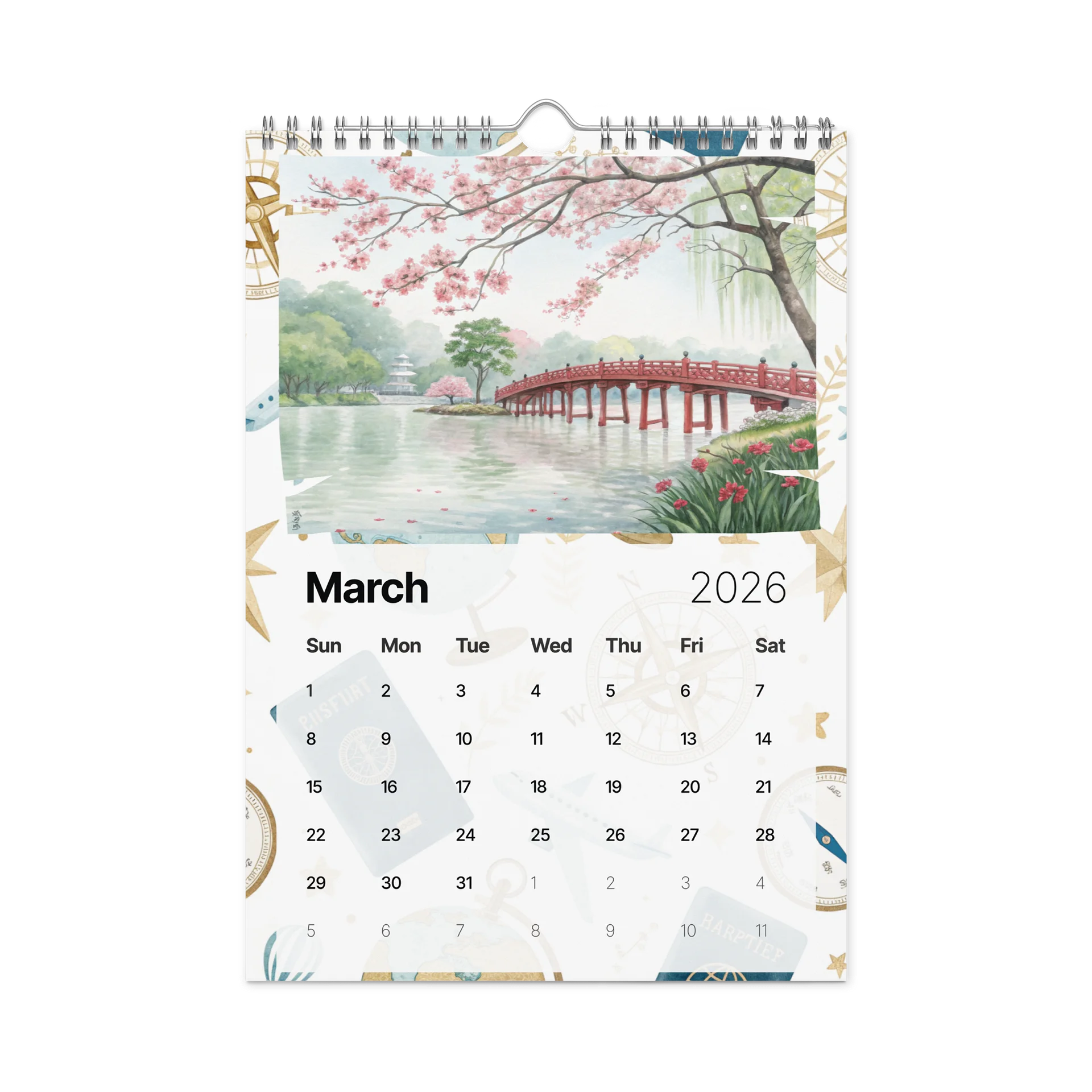 World Capitals Wall Calendar 2026 – Watercolor Journey Through 12 Hidden Gems Around the Globe product image (9)