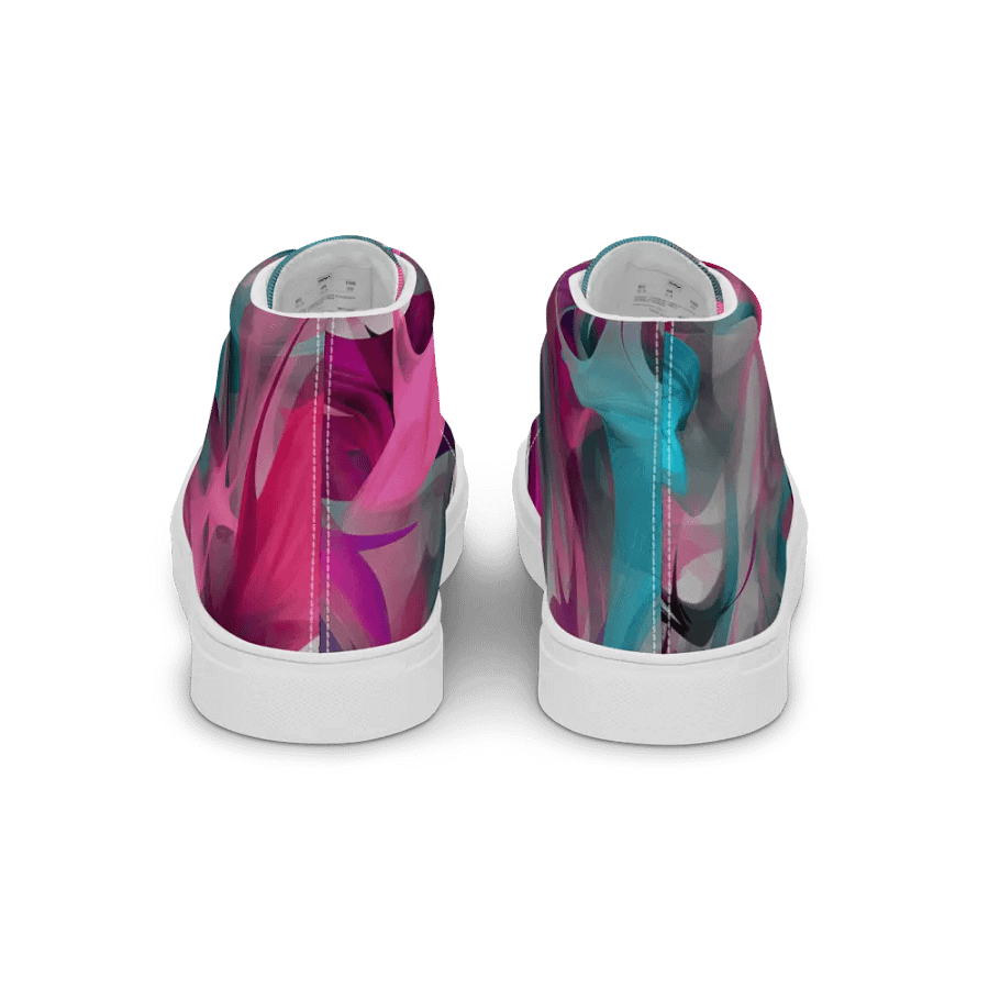 Womans Custom High Tops _ Calceonova Streetwear _ Abstract Graffiti Pink Turquoise product image (6)