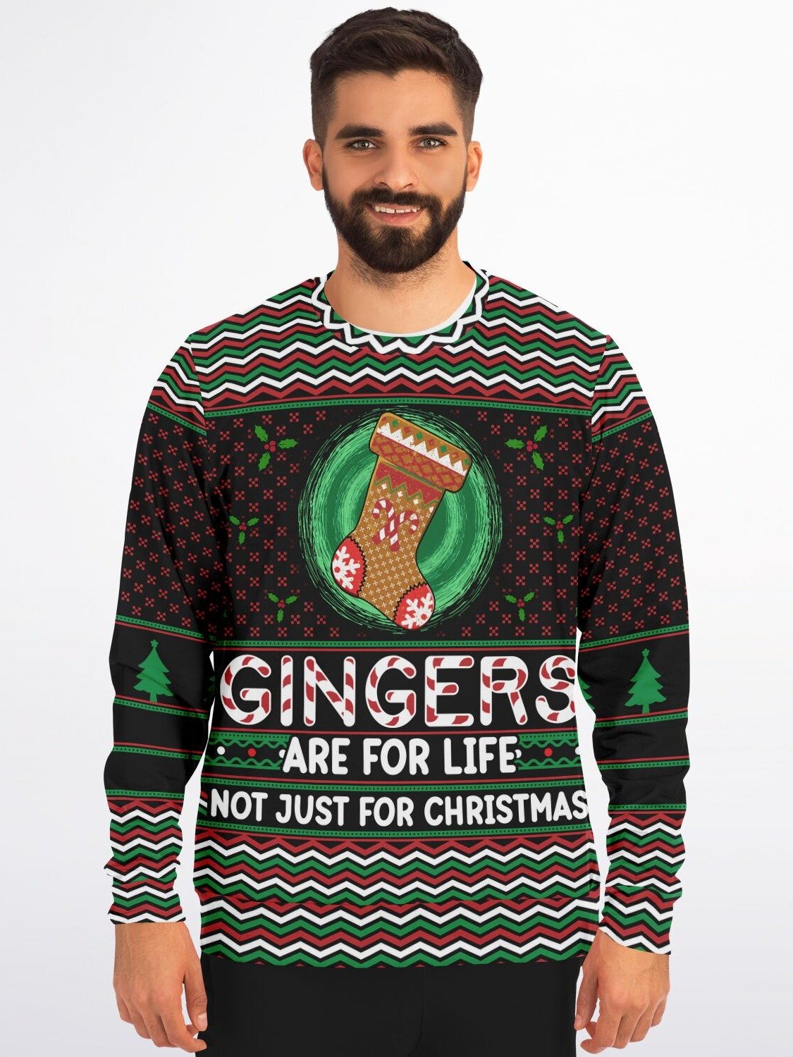 "Gingers Are For Life Not Just For Christmas" Funny Christmas Sweater | Gingerbread Pattern Holiday Sweatshirt | Festive Winter Outfit product image (3)