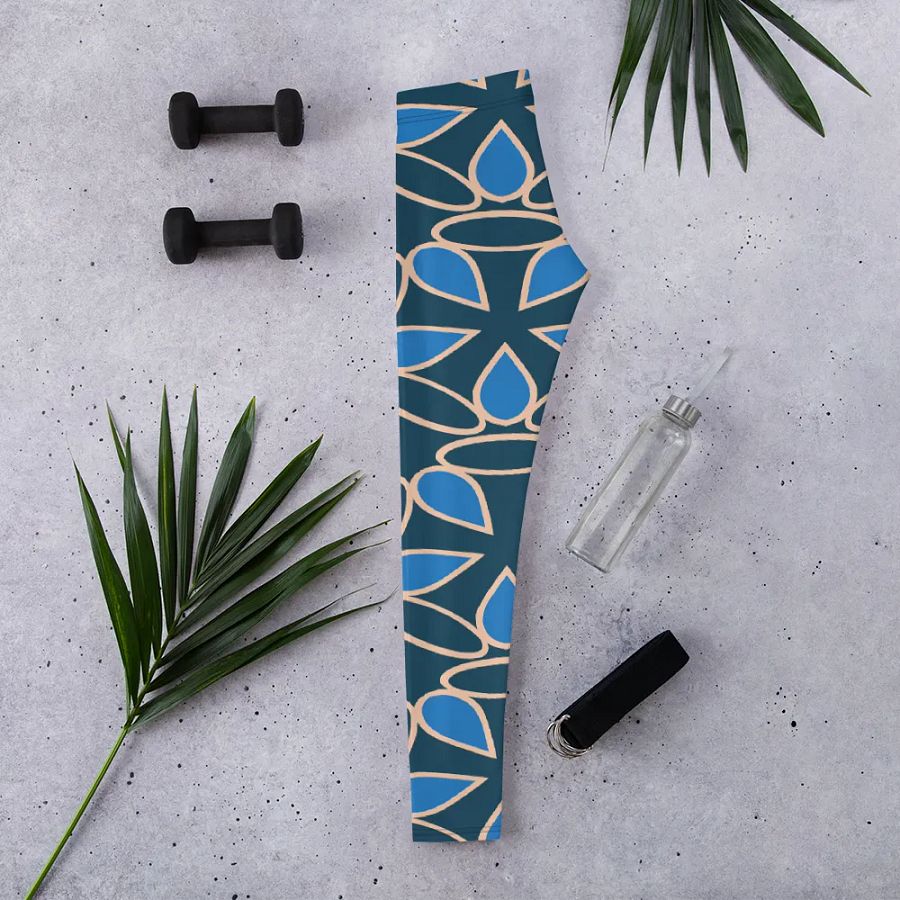 Symmetry in Blue: Custom All-Over Print Leggings product image (2)