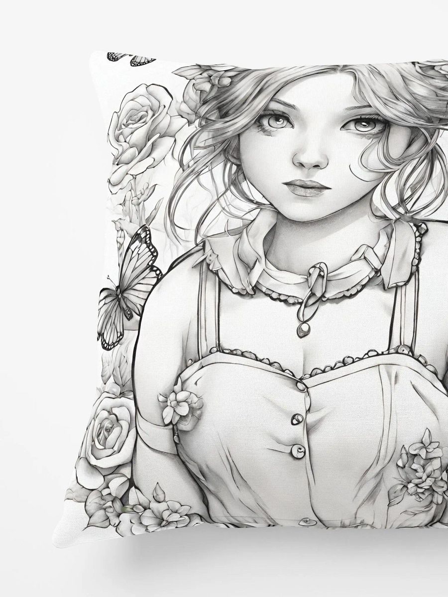 Monochrome Girl, Roses and Butterflies Design Pillow product image (4)