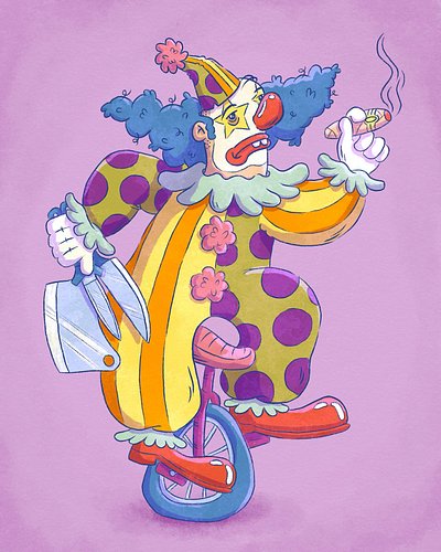Every good birthday party has a dodgy clown. For this week’s @chaoticdrawalong prompt.

#chaoticdrawalong #clowns #illustration