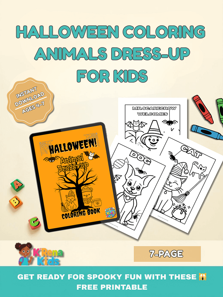 Halloween Animals Dress-up Coloring Pages product image (1)
