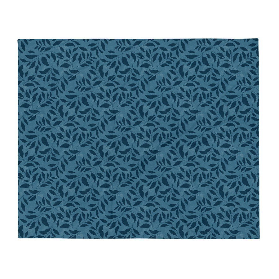 Midnight Foliage Blue Throw Blanket product image (1)