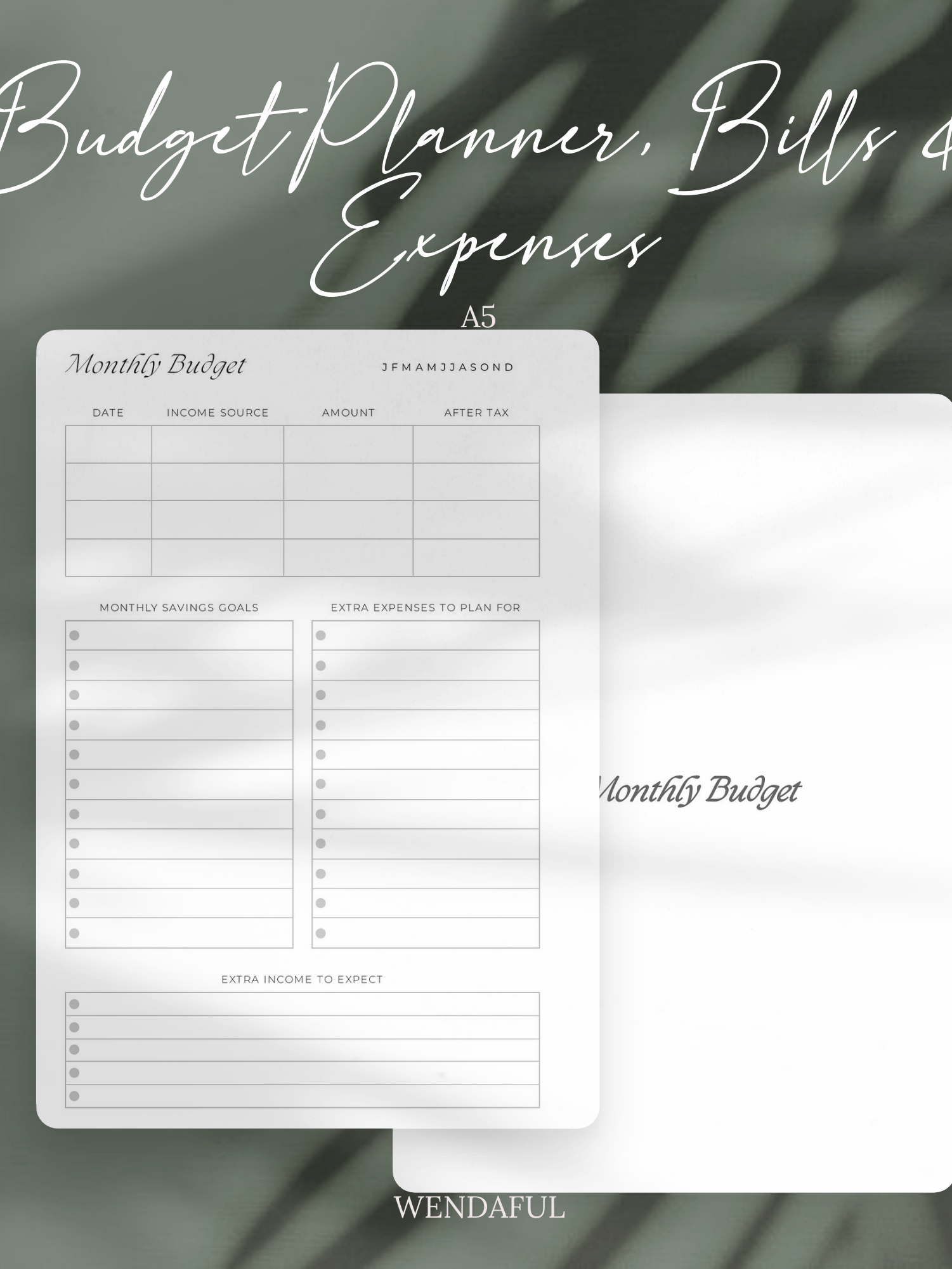 A5 Monthly Budget and Expense Tracker Inserts | Financial Planning | Printable product image (1)
