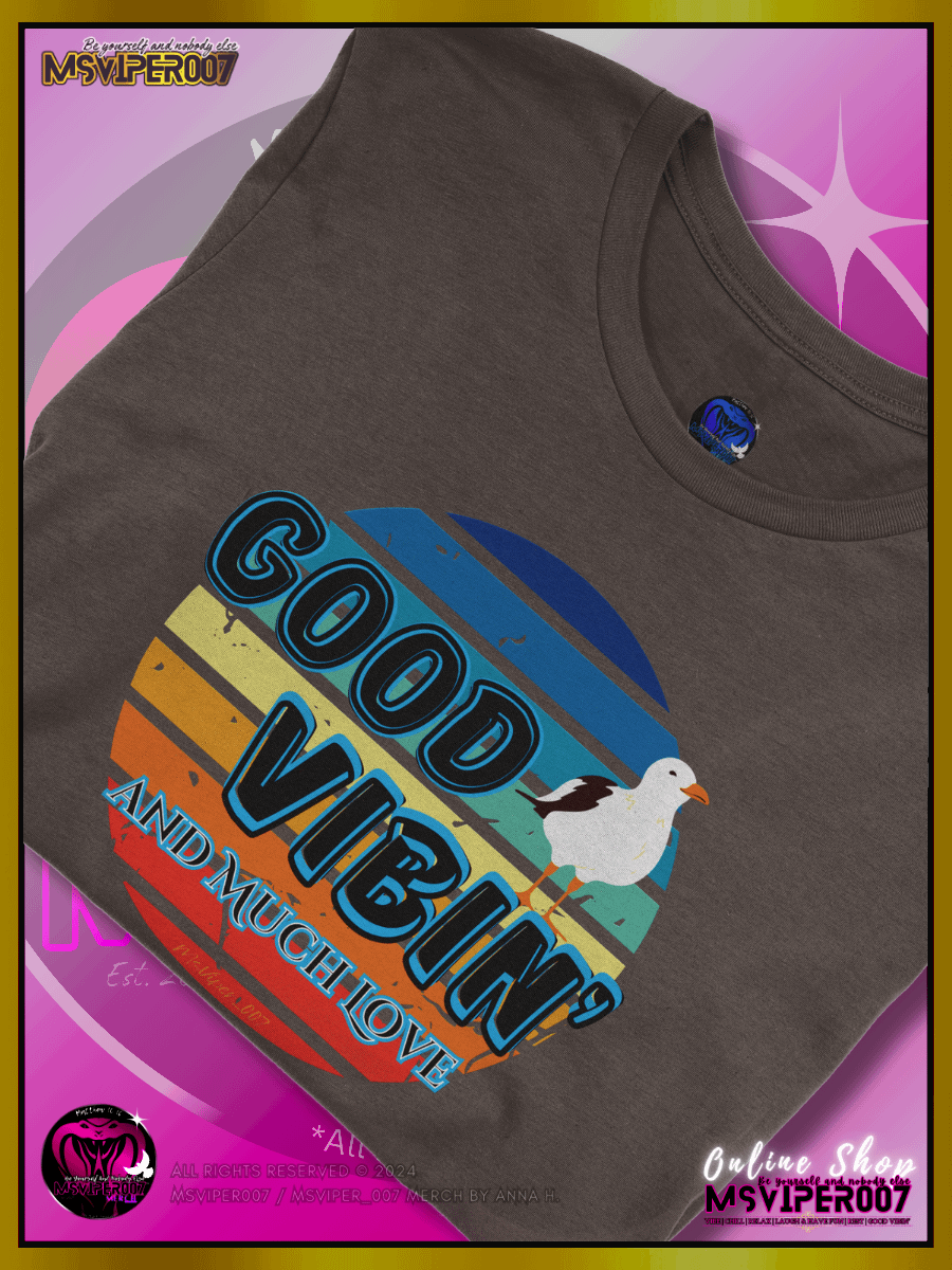 T-Shirt - MsViper007's "Good Vibin' and Much Love™ [Retro/Coastal]" Gaming Comfort T-shirt By Anna H. product image (3)