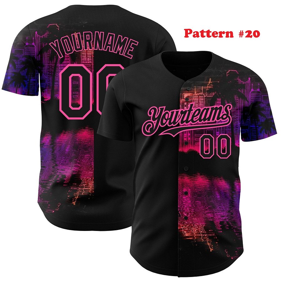 Authentic Baseball Jersey, Custom Baseball Jersey, Personalized Sport Jersey, Hawaiian Multi Colorful, Summer Palm Coconut product image (186)