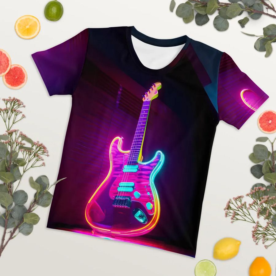 Neon Guitar All Over Print T-shirt product image (7)