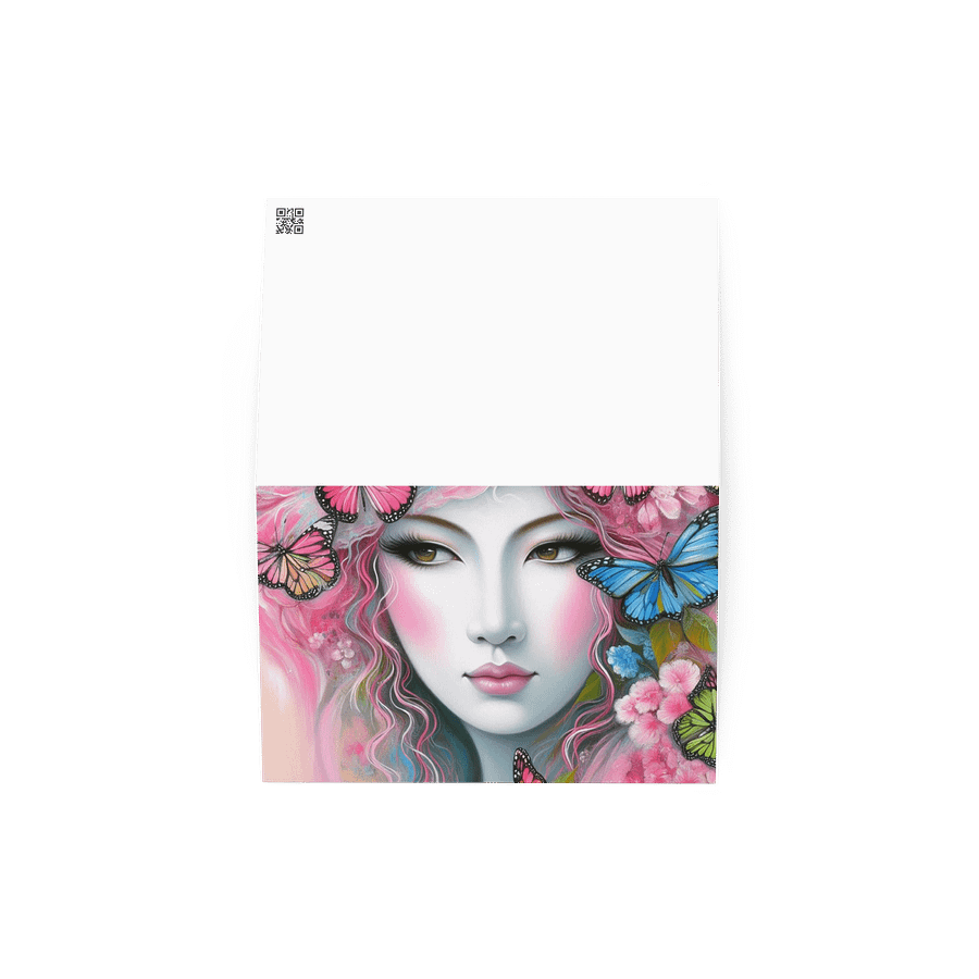 Woman With Pink Butterflies Greeting Card product image (2)