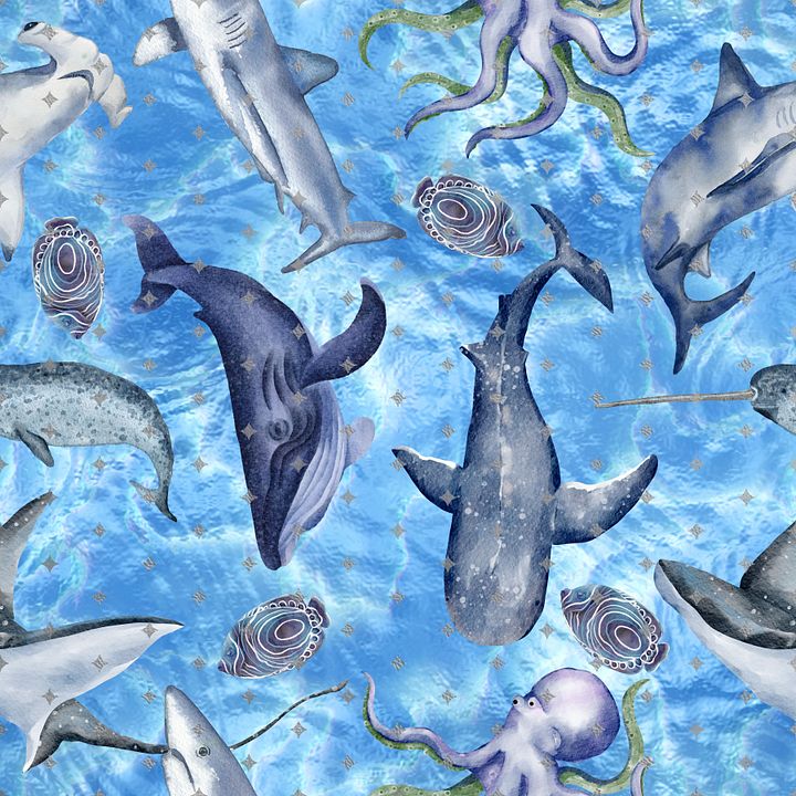 Deep Blue Sea Seamless Pattern product image (1)