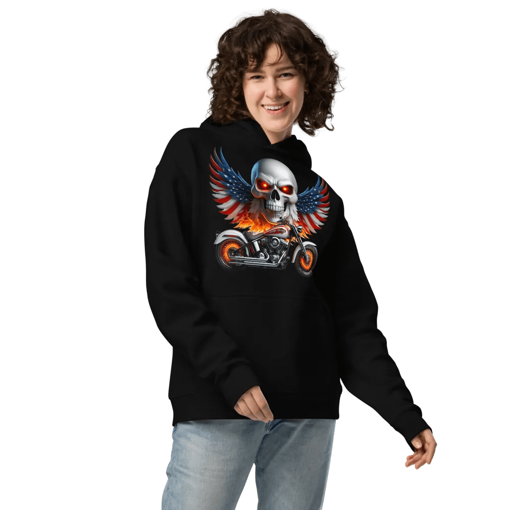 Winged Skull Motorcycle Oversized Hoodie #13 product image (3)