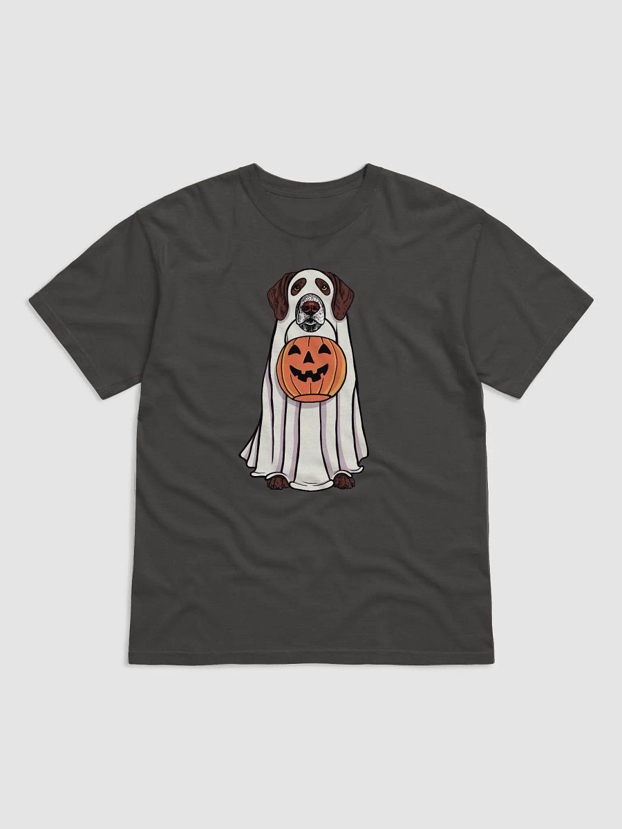 Funny Halloween German Shorthaired Pointer(2) T-Shirt | Funny GSP Wearing a Ghost Costume and Holding a Pumpkin Basket product image (17)
