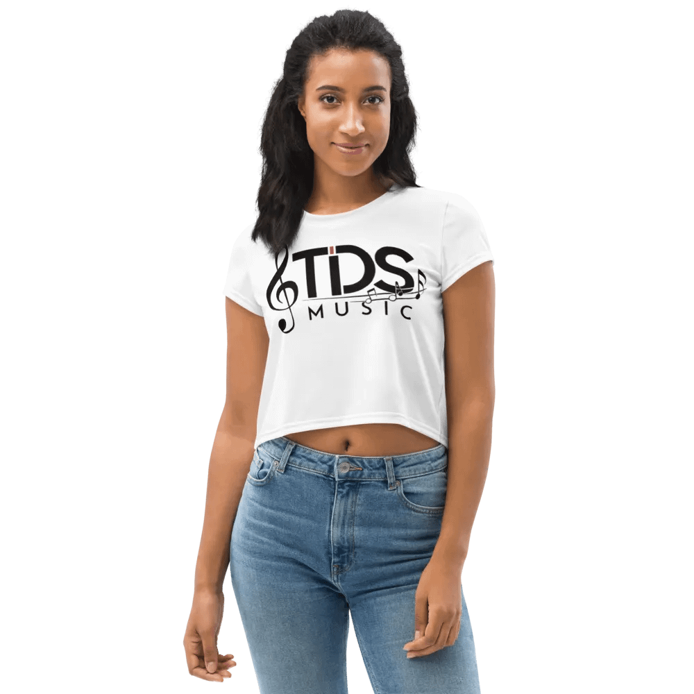 TDS Music Women's Crop Top - White, Regular Fit, Music-Inspired Design product image (7)