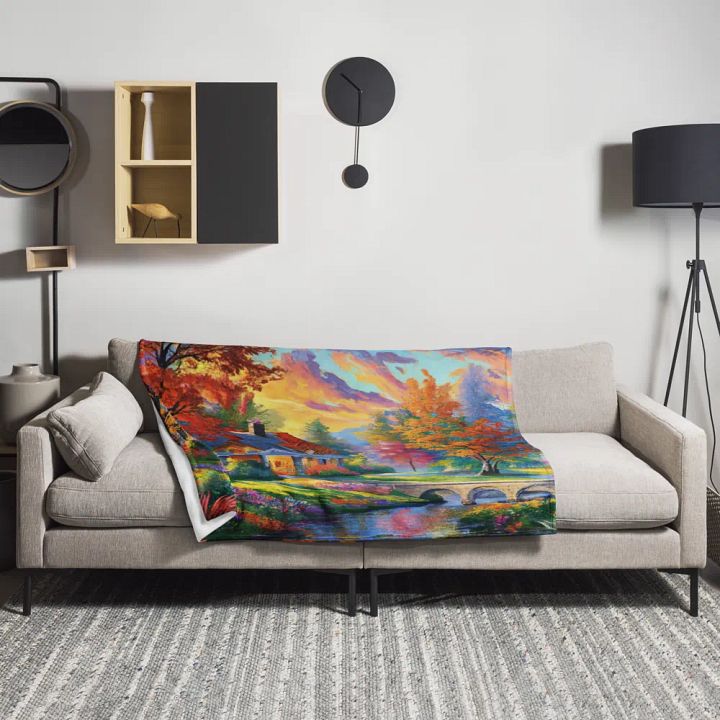 Tranquil Landscape Cottage Throw Blanket product image (2)