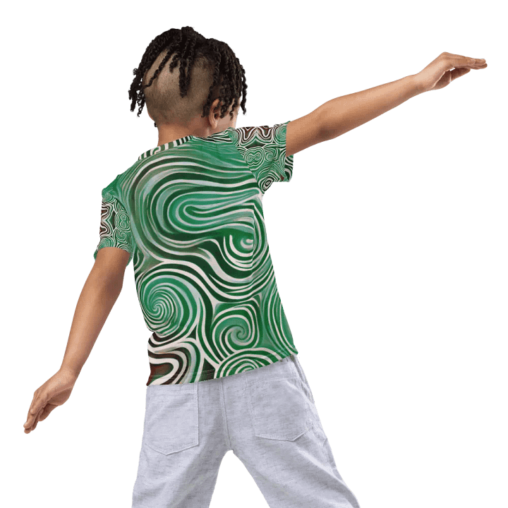 Funky Cool Green Liquid Tie-Dye Kid's and Toddler's Crew Neck T-shirt product image (2)