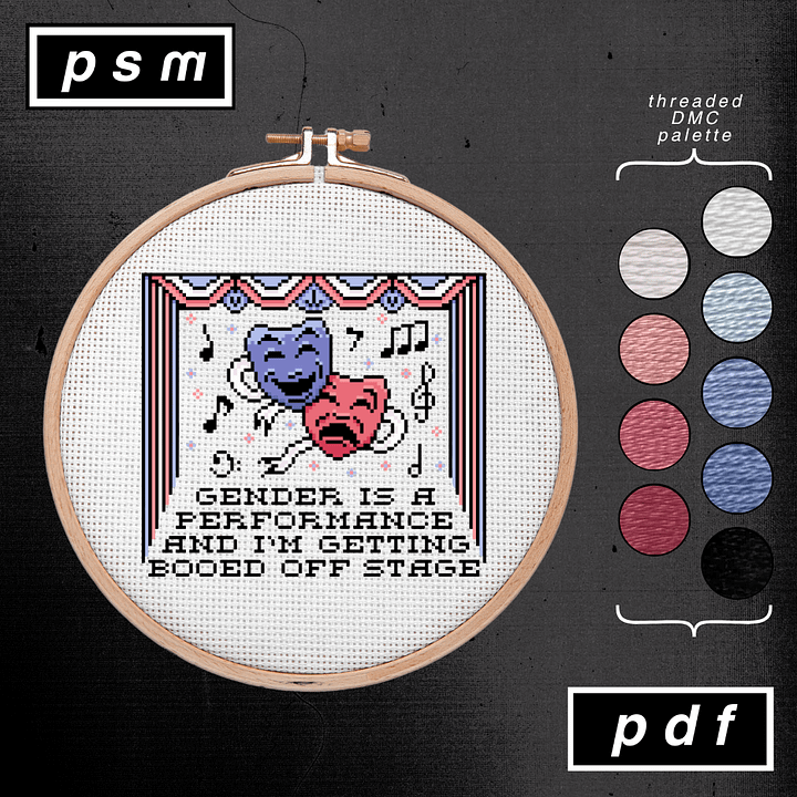 'Gender is a Performance' Trans Pride Theatre Motif Pattern product image (1)