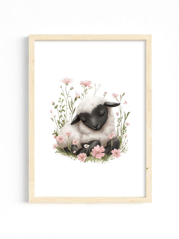 Sleeping Sheep in Pink Florals Farm Print product image (1)