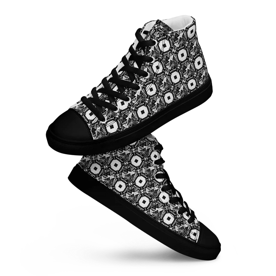 Abstract Monochrome Pattern Shapes and Squares Men's Canvas Shoe High Tops product image (11)