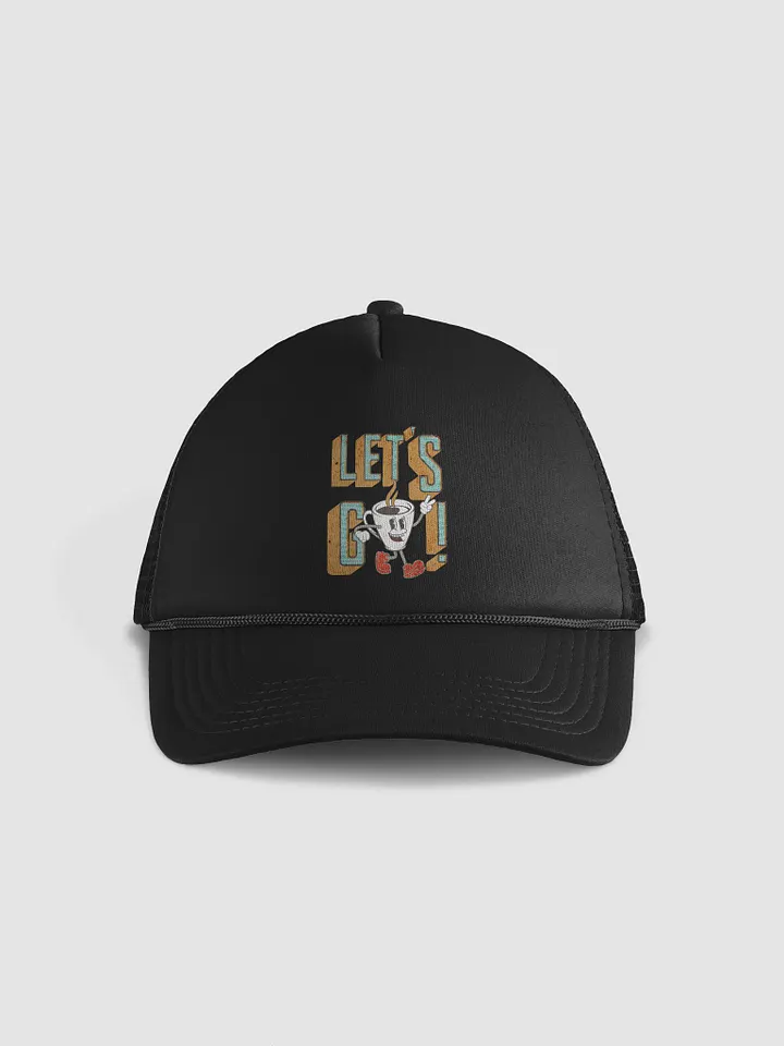 Lets Go Coffee Mascot Animated Coffee Cup Trucker Hat product image (1)
