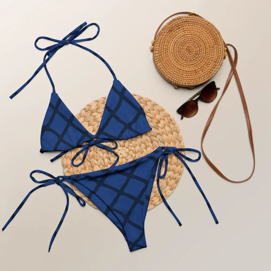 All-Over Print String Bikini - Dark Blue product image (8)