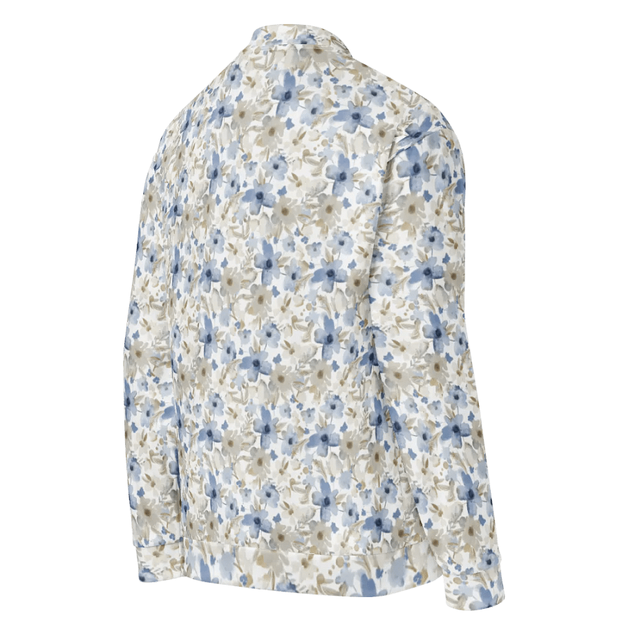 Blue Grey Flowers Bomber Jacket product image (4)