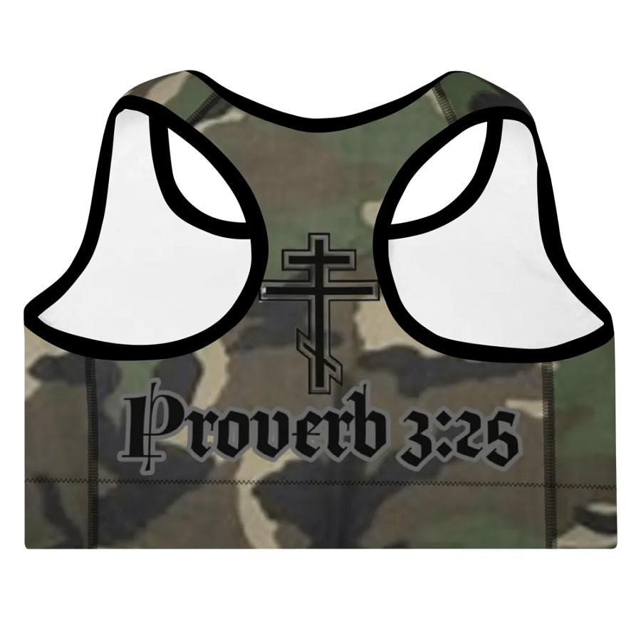 Faithful Camo: Proverb 3:25 Padded Sports Bra - Woodland product image (7)