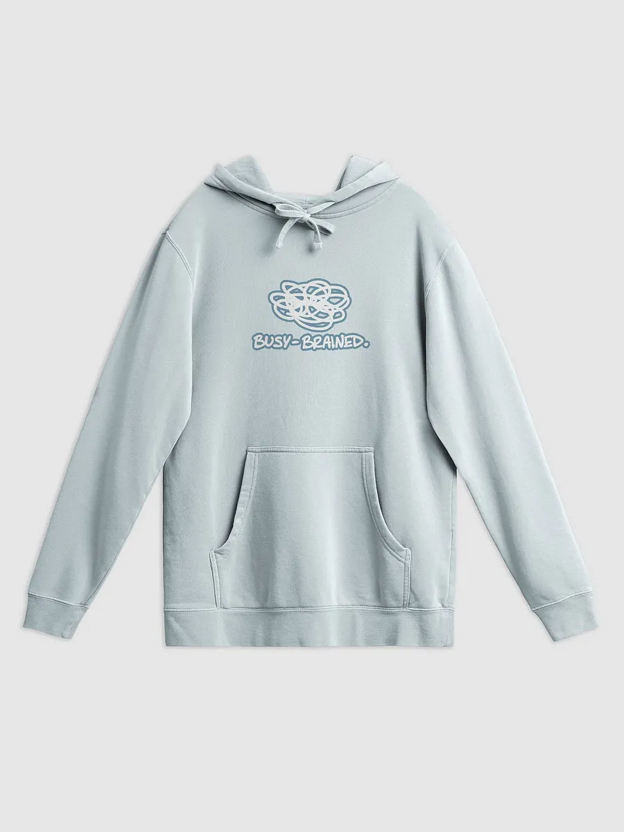 BUSY-BRAINED (lined design, #709AAF) printed pigment hoodie product image (23)