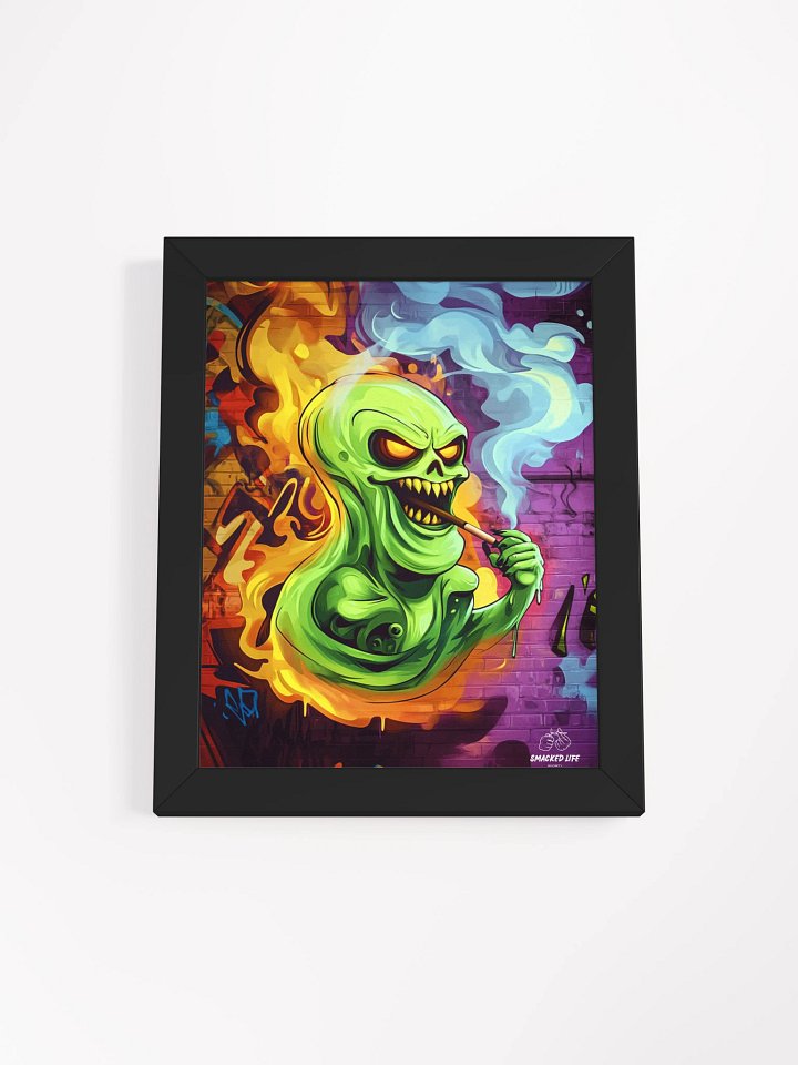 Smoked Out Spirit” Framed Ghost Poster – Bold Stoner Wall Art for Homes, Mancaves, Dispensaries & Lounges product image (5)
