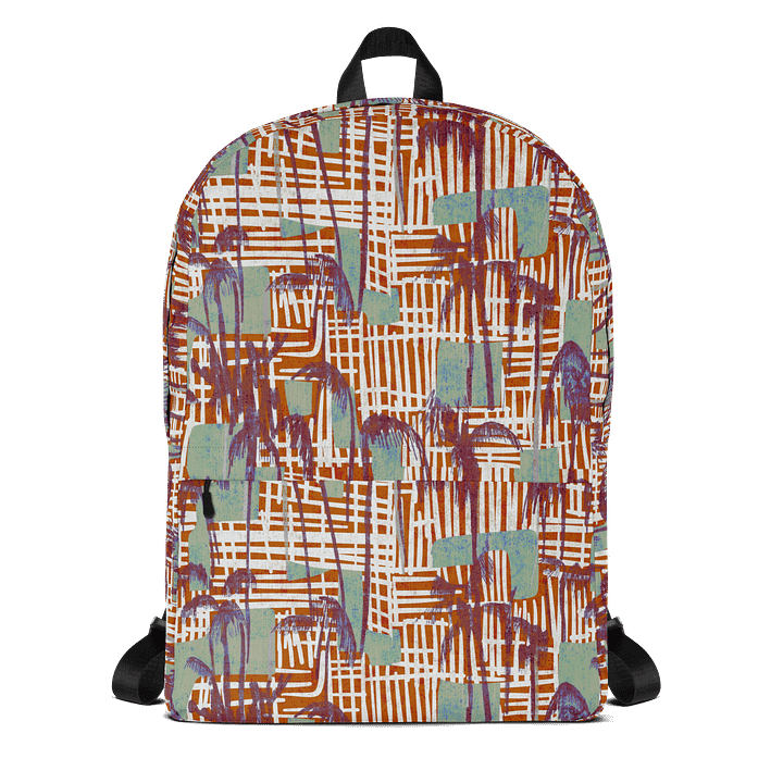 Tropical Palm Grid Laptop Backpack w/ Front Pocket product image (1)
