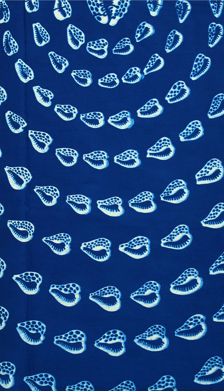 Tessuto Wax Indigo Yoruba - Design Conchiglie - cod.601/B product image (1)