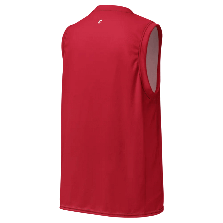 Recycled Unisex Red Basketball Jersey product image (4)