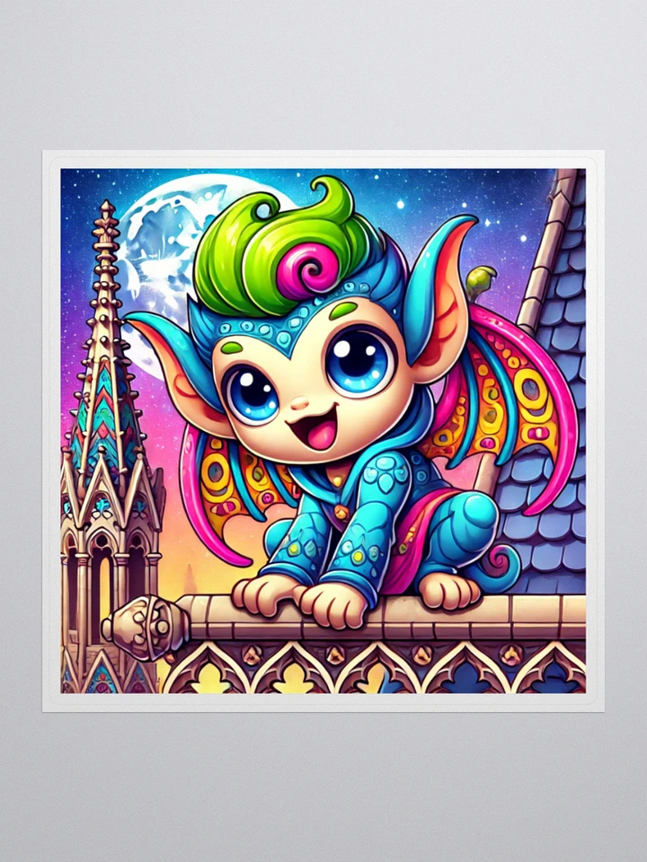 Rainbow Chibi Gargoyle Sticker – Colorful Guardian product image (3)